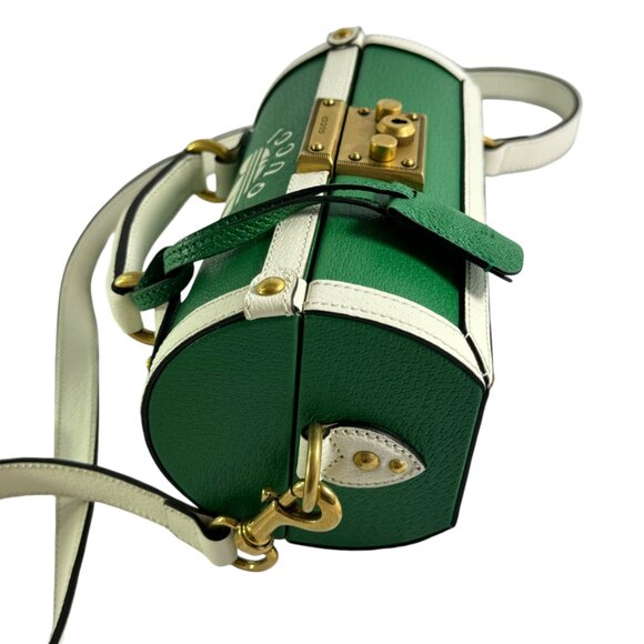 GUCCI X ADIDAS Green & White Leather Golf Balls Set Case Bag Made in Italy - Picture 6 of 16